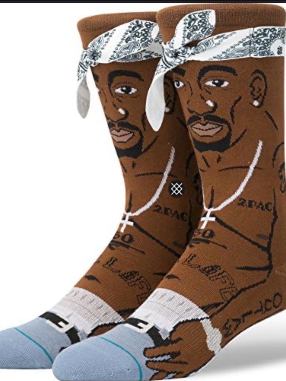 Tupac socks Novelty Brown Graphic Crew Socks - Men's Fashion Socks